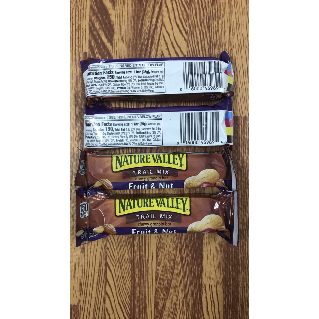 LẺ - Bánh Yến Mạch Mix Trái Cây &amp; Hạnh Nhân &amp; Đậu Phộng Sấy khô NATURE VALLEY FRUIT &amp; NUT CHEWY GRANOLA BAR, TRAIL MIX