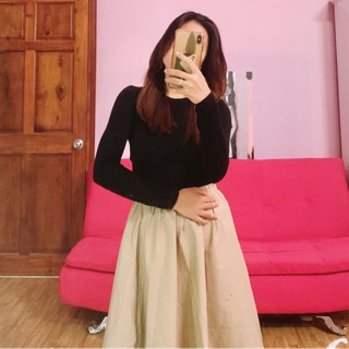[Hàng QC] Set Áo len tay dài chân váy xoè cổ điển và sang trọng