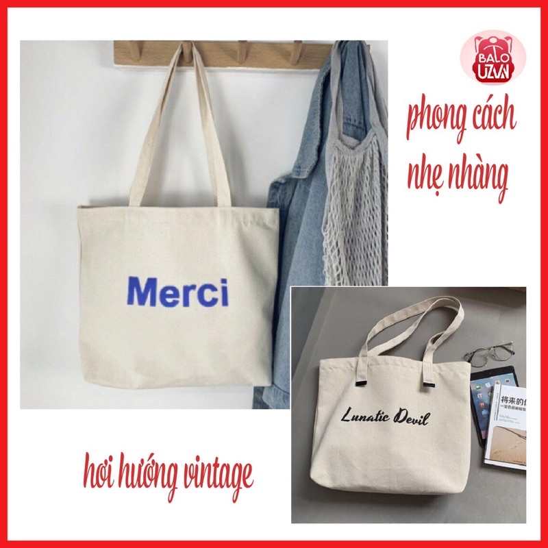 Túi tote vải canvas nam nữ unisex đi học đi chơi , túi xách đeo vải bố ulzzang thời trang nhiều ngăn đẹp rẻ