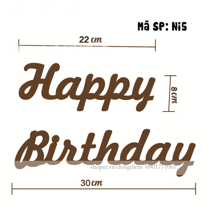 Bộ chữ Happy birthday vải dạ nỉ màu nâu, bánh sinh nhật vải dạ trang trí sinh nhật theo phong cách hàn quốc y ảnh