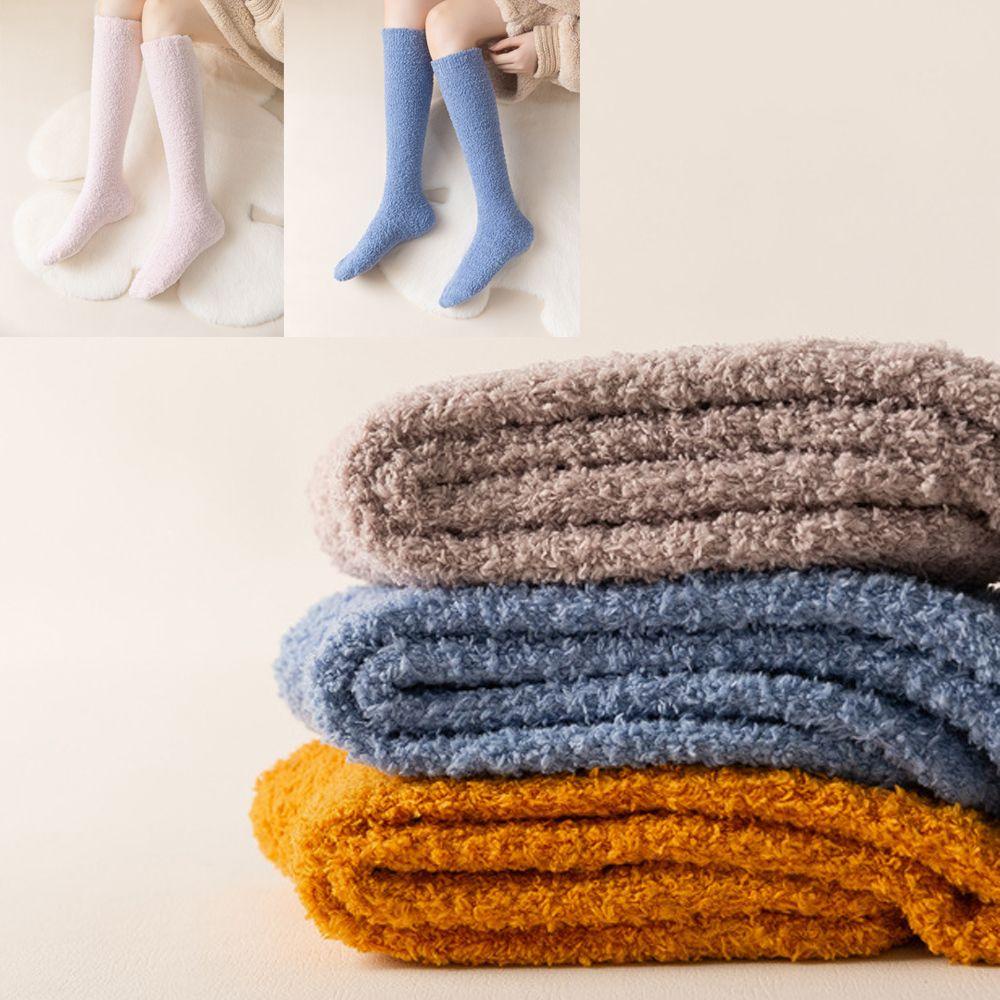 LEILY Vớ Nhung San Hô Mềm Mại Thoáng Khí Thời Trang Mùa Đông Cho Nam Và Nữ