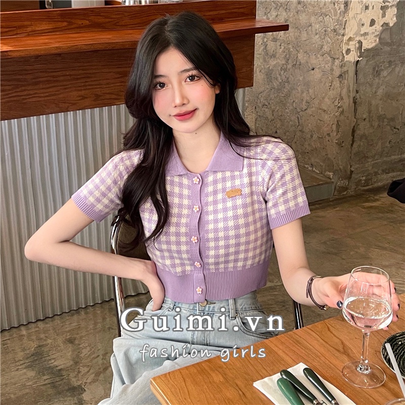 NZN Áo Dệt Kim Ngắn Tay Phong Cách Hàn Quốc Thời Trang Cho Nữ