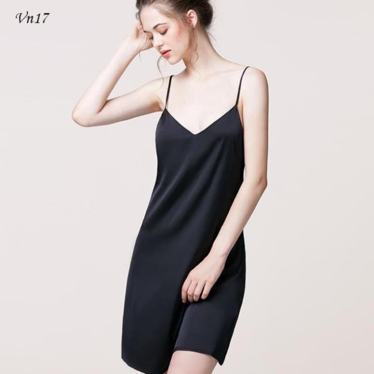 VN17-Váy ngủ lụa, đầm ngủ 2 dây cao cấp - chất lụa hàn loại 1 chất mát - mềm mịn - không nhăn