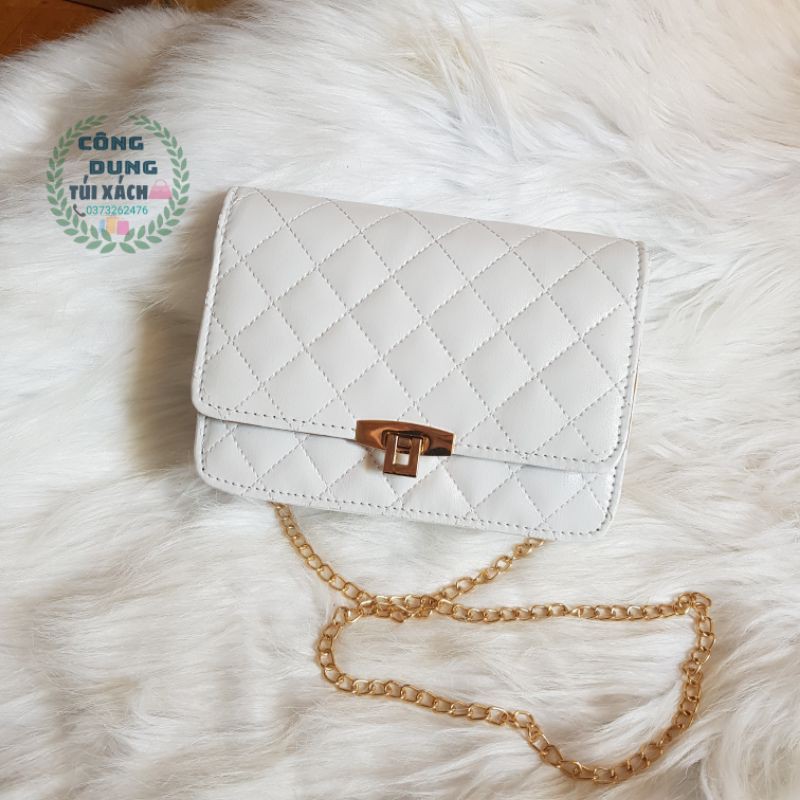 Túi đeo chéo khóa gập size 20 trần trám ( Ảnh thật kèm video )