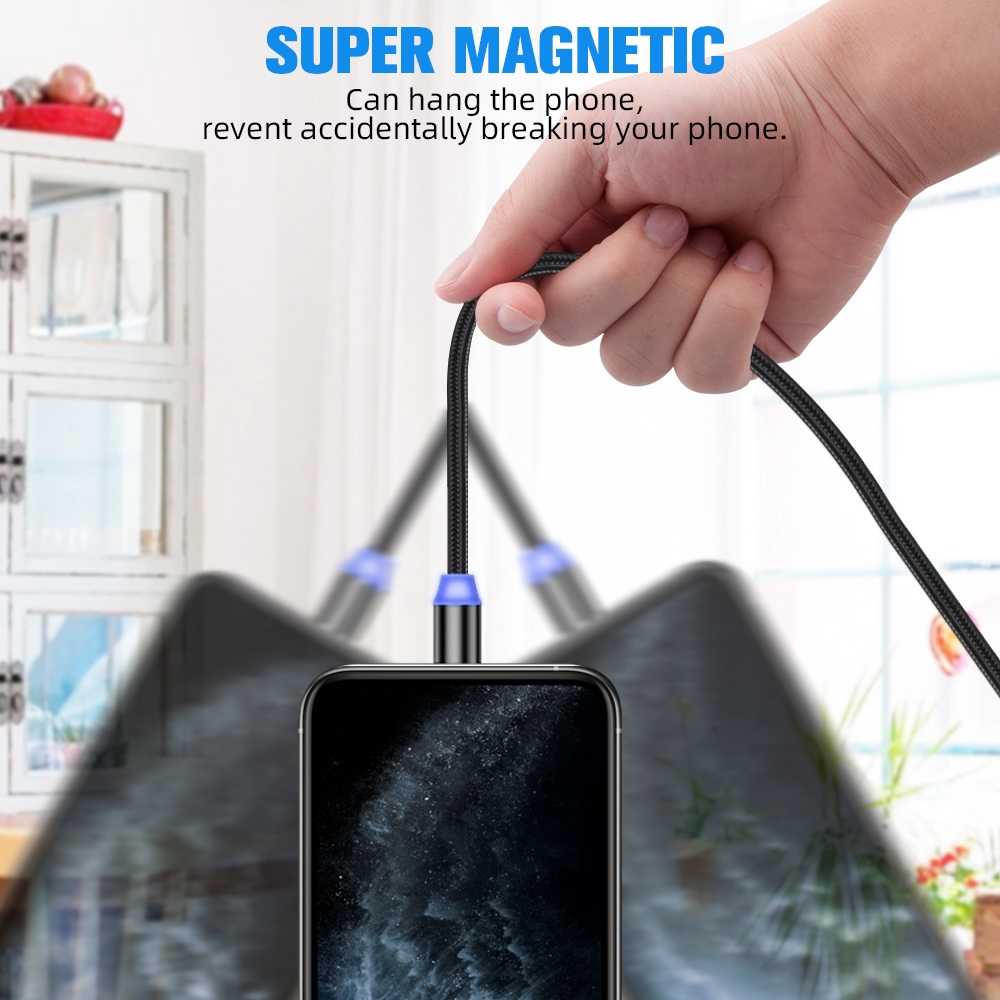 Dây cáp sạc ANKNDO kèm đèn led cổng Micro USB / Type-C / IOS thích hợp cho Xiaomi Samsung