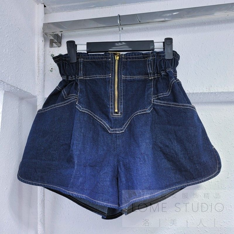 Europe station 2021 summer new yesha European High Waist Wide Leg Denim Shorts Jeans Women