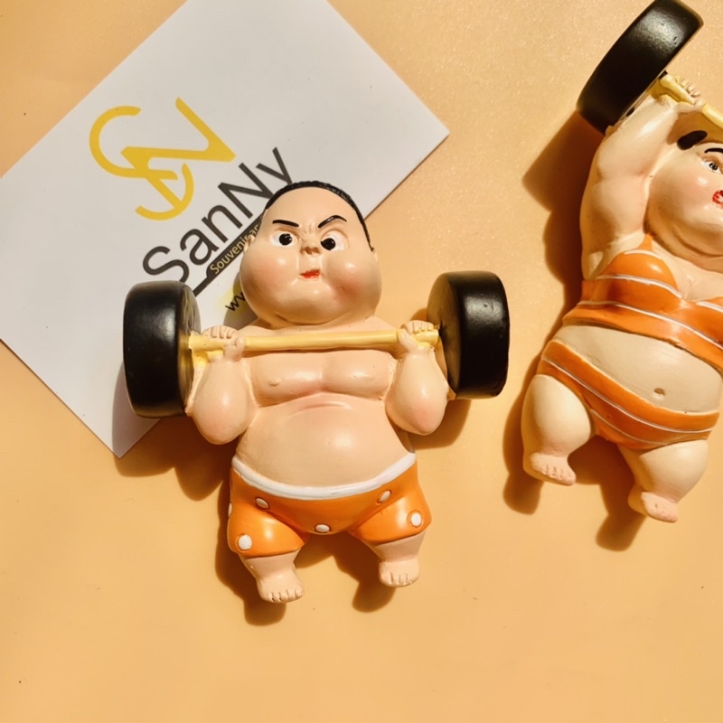 Nam châm hít trang trí tủ lạnh hình đôi nam nữ nâng tạ