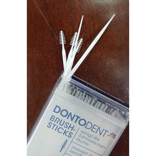 TĂM NHỰA XỈA RĂNG NHA KHOA DONTODENT THIẾT KẾ 2 đầu nhựa và lông - 150 tăm