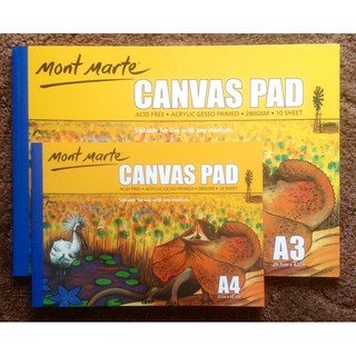 [Rẻ nhất] Tập Giấy Vẽ Màu Acrylic,Sơn Dầu, Canvas Pad 10 Tờ Toan, 280Gsm - Canvas Pad Mont Marte A5/A4/A3