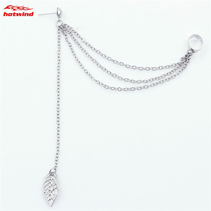 Đôi bông tai dáng dài phối hình chiếc lá độc đáo cá tính cho nữ