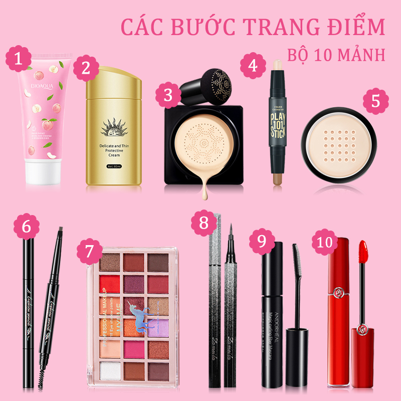 Bộ trang điểm chuyên nghiệp 10 món tiện lợi cá nhân, Set trang điểm đa năng chính hãng nội địa trung-URBJLS-T10 | BigBuy360 - bigbuy360.vn