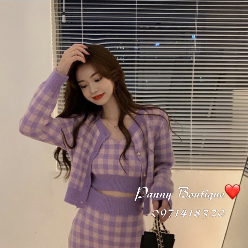 Set bộ 3chi tiết cardigan + áo dây crotop + chân đầm, style ulzzang Hàn Quốc 🌻 Panny Boutique 🌻