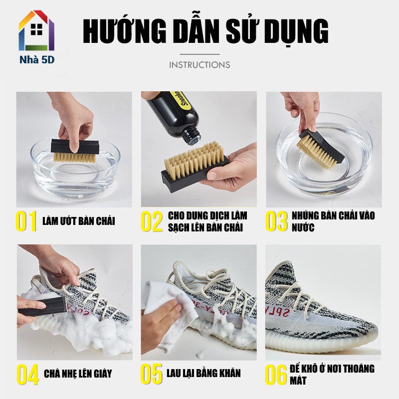 Bộ vệ sinh giày Sneaker Cleaning Premium 250ml kèm 2 bàn chải mềm, khăn lau