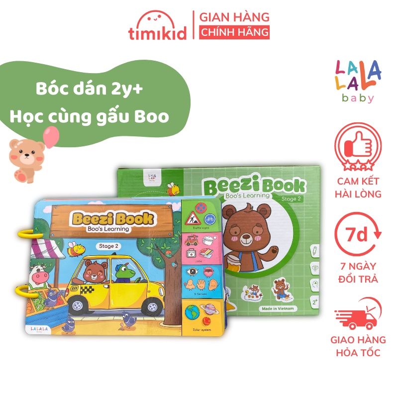 Học Liệu Bóc Dán Beezyi Book [Phần 2] - Học Cùng Gấu Boo - Cho Bé Từ 2 Tuổi Lalala Baby - Song Ngữ Anh Việt - Timikid