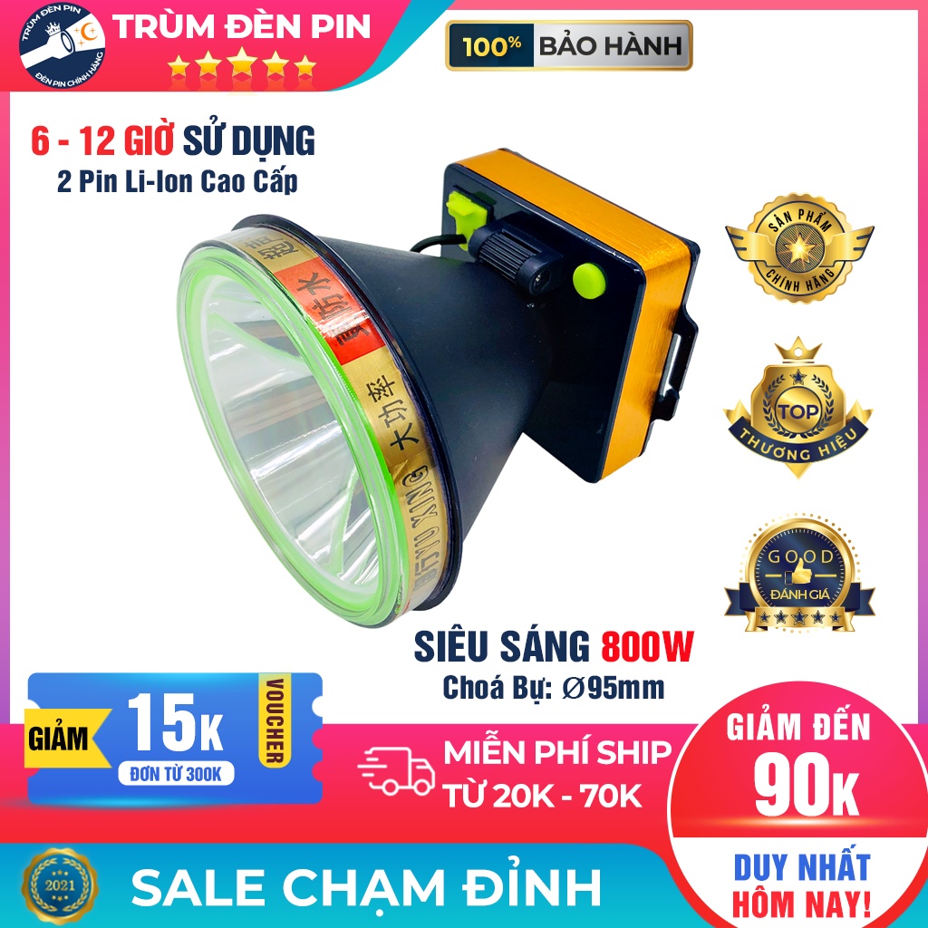 Đèn pin đội đầu YUXING A366 LED 800w siêu sáng chiếu xa chống nước ánh sáng Vàng và Trắng đèn đeo đầu soi ếch dã ngoại