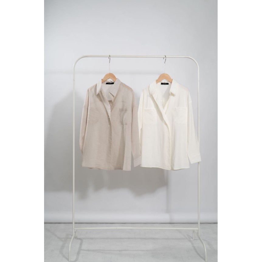 Áo sơ mi oversize 2 túi tay dài thời trang GAGO màu trắng xám GA3534 | BigBuy360 - bigbuy360.vn