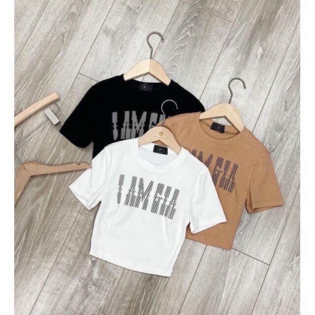 Áo croptop in chữ i am gia siêu hot hit, áo croptop nữ, áo nữ