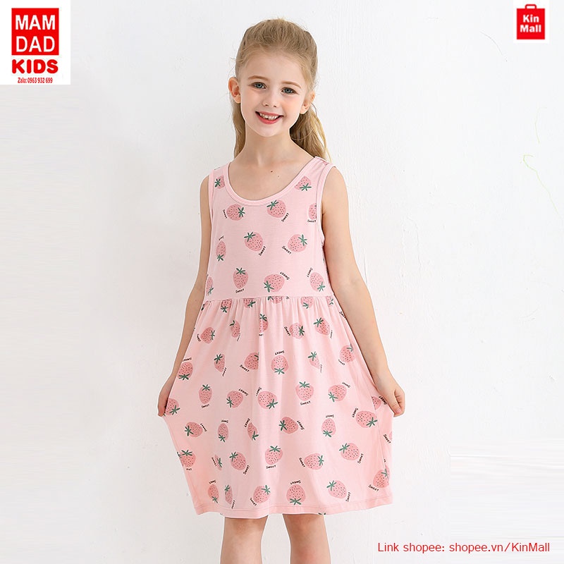 15-50kg Đầm cotton lạnh ,váy cotton sát nách cho bé gái - Chính hãng Mamdadkids