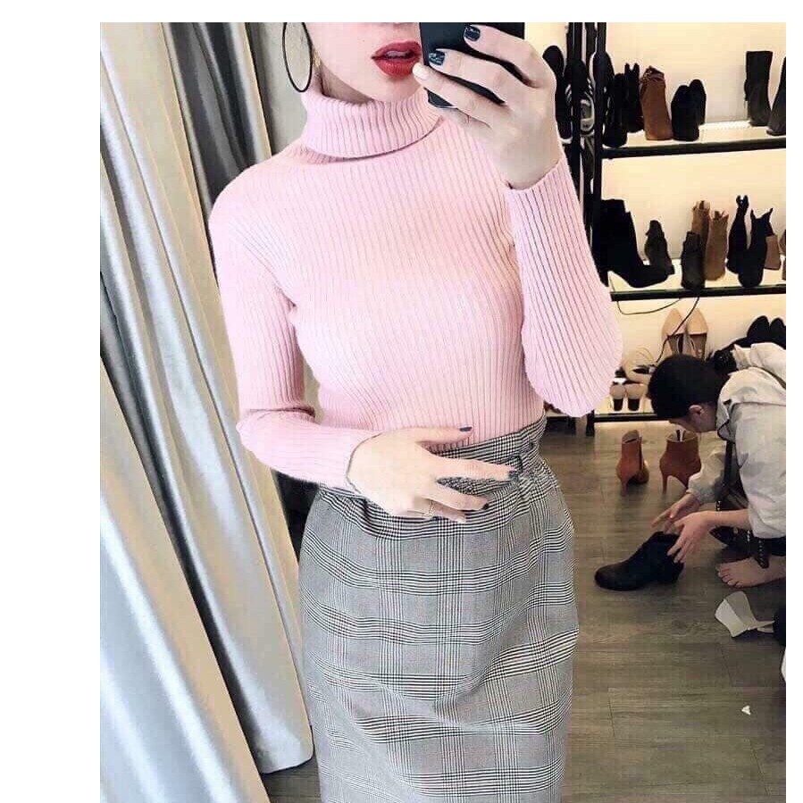 Áo len CỔ LỌ cao 15 phân DÀI TAY KIỂU ÔM BODY