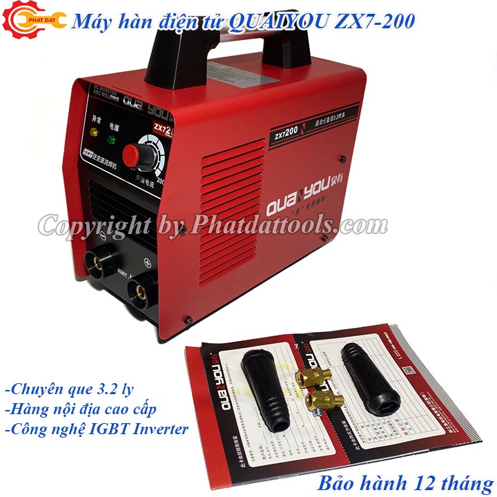 Máy hàn điện tử nội địa QUAIYOU ZX7-200-Chuyên que 3.2 ly-Bảo hành 12 tháng