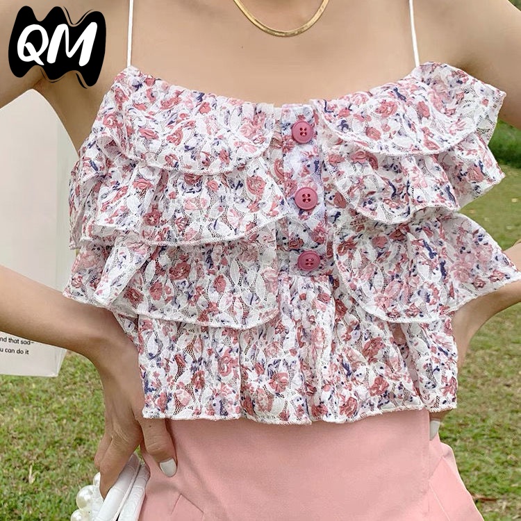 Áo Croptop Hai Dây Họa Tiết Hoa Thời Trang 2022 Mới Mẻ Dễ Phối Đồ Cho Nữ-YLK5