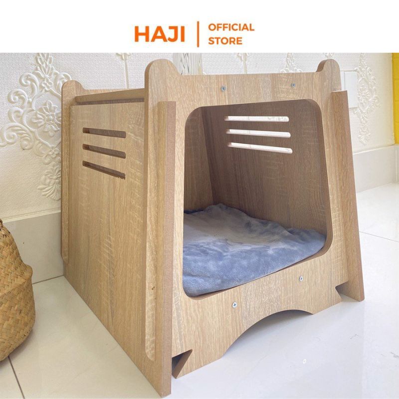 Chuồng mèo, nhà thú cưng gỗ HAJI chắc chắn hình cú xinh xắn A208