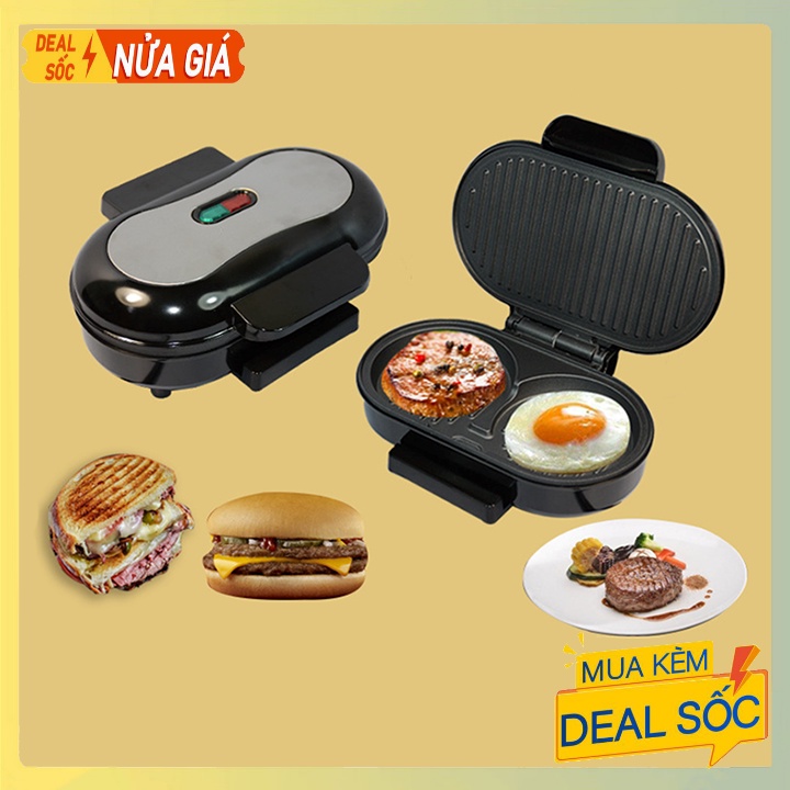 Máy Ép Hamburger, Máy Kẹp Bánh Mì Nhồi Thịt  3 Trong 1