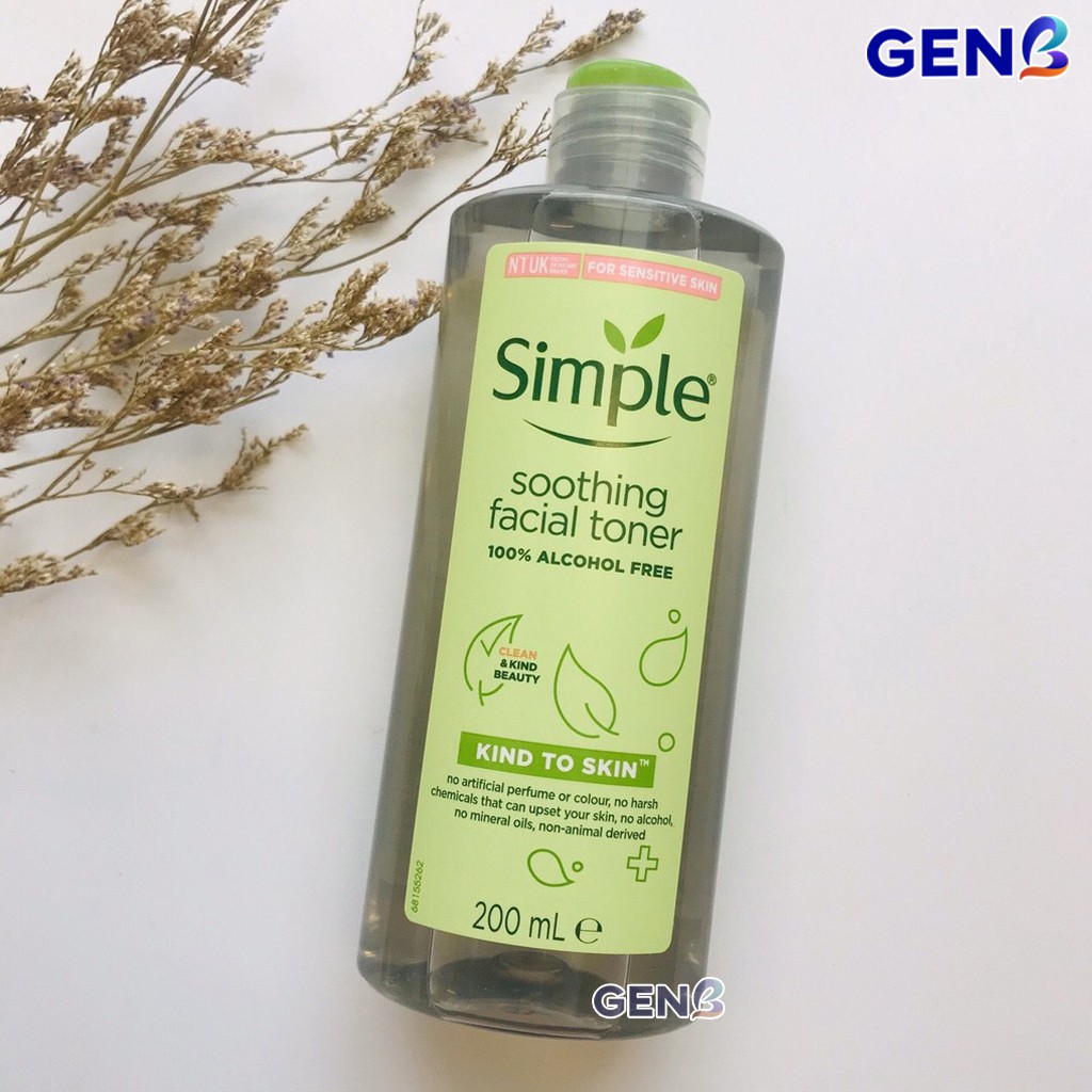 Nước Hoa Hồng Simple Tonner + Bông Tẩy Trang Ipek 130 miếng COMBO SIMPLE chính hãng Toner Simple Dưỡng Âm Da mặt GENB