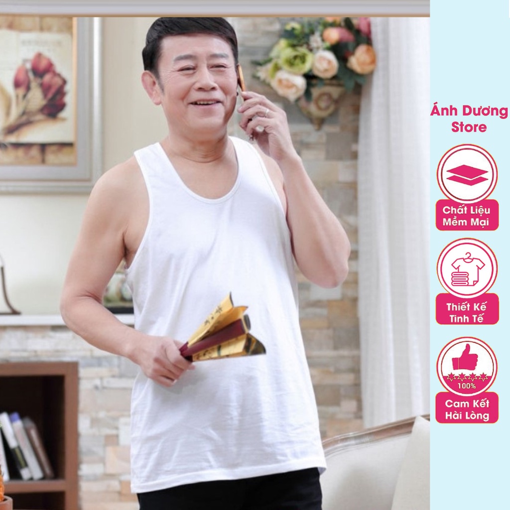 Áo 3 Lỗ Cho Bố Cho Ông Chất Liệu Cotton Sợi 100% Tự Nhiên Siêu Nhẹ Nhàng Mềm Mịn Siêu Mát