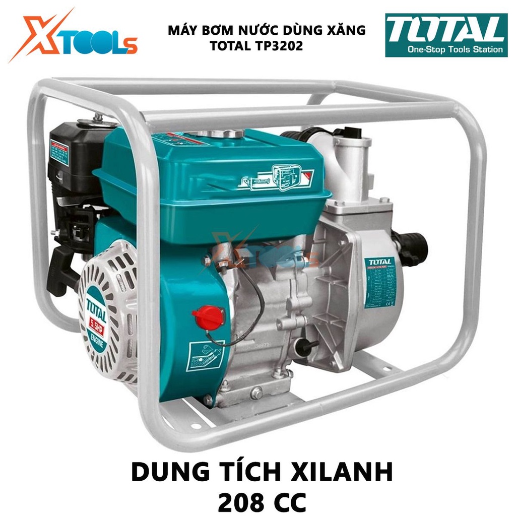 Máy bơm nước dùng xăng TOTAL Máy bơm nước mini chạy xăng Công suất 7.0HP - 9.0HP Dung tích xi lanh 208cc - 270cc[XTOOLs]