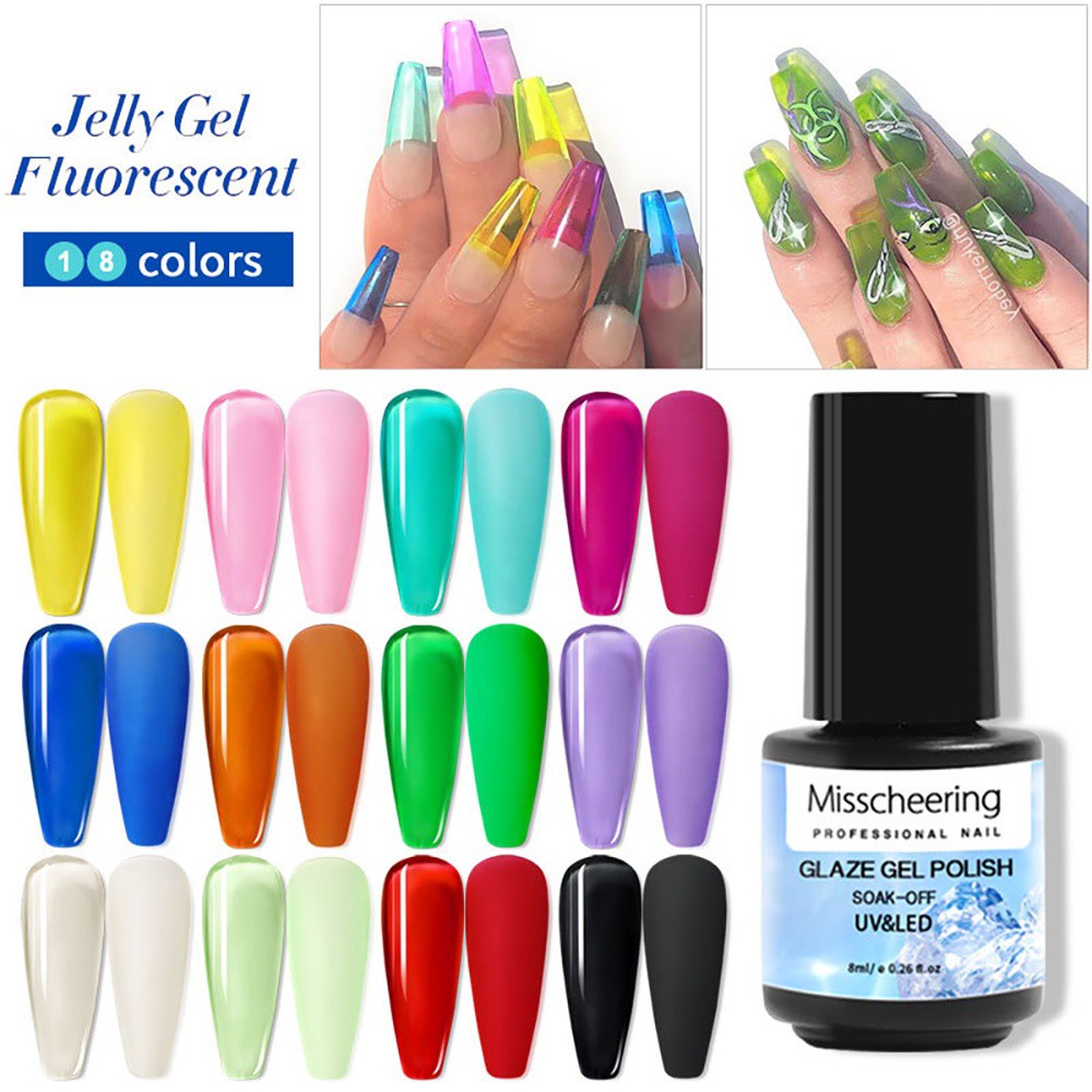 [Hàng mới về] Sơn móng tay gel uv trong suốt 8ml 18 màu sắc tùy chọn