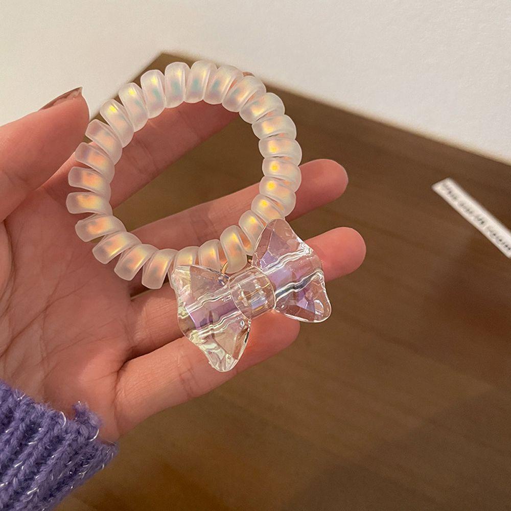 TWINKLE Dây Buộc Tóc Lò Xo Bằng Nhựa Kẽm Đính Nơ Thời Trang Cổ Điển Cho Nữ