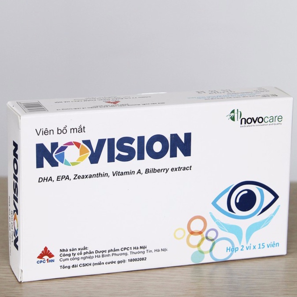 Bổ mắt Novision – Hỗ trợ tăng cường thị lực, giảm mỏi mắt, giúp sáng mắt, bảo vệ sức khỏe đôi mắt (hộp 30 viên)