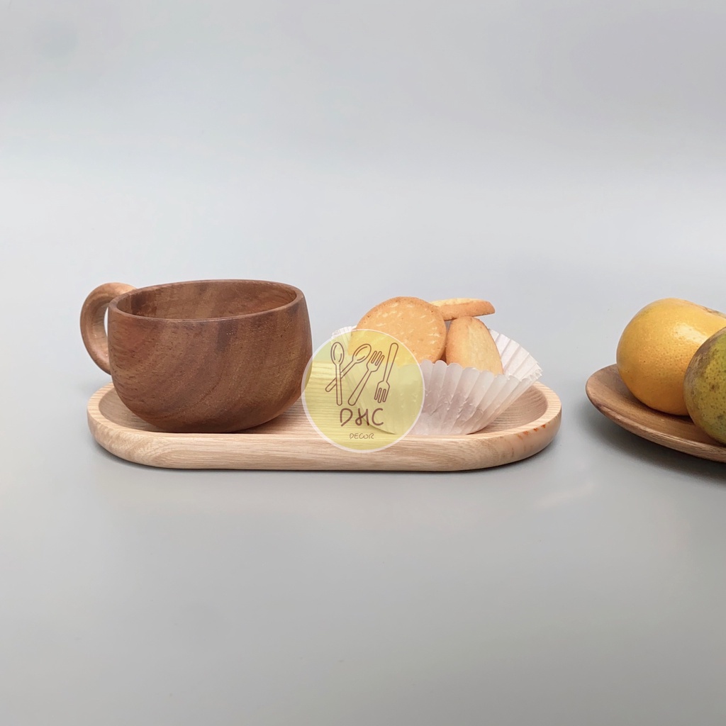 Khay, Đĩa , Lót Cốc Gỗ Tần Bì, Gỗ Keo Trang Trí Chụp Ảnh Đựng Đồ Ăn, Phục Vụ Quán Cà Phê , Decor Bàn Ăn DHC Decor