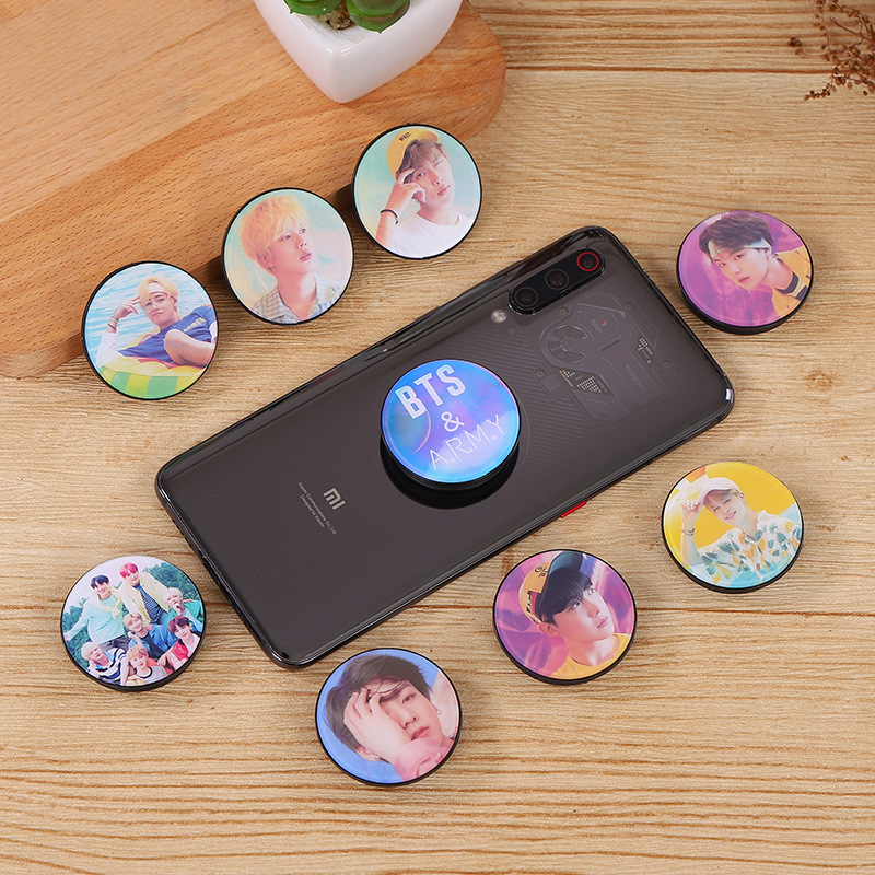 New Fashion BTS Summer casual Style Jin Jimin JK V Mobile Phone Air Bag Bracket Desktop Expanding Phone Holder Dây điện thoại di động