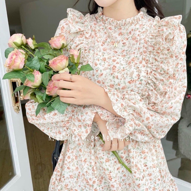 [Ảnh thật]Váy hoa nhí Chiffon cao cấp kiểu dáng vintage Hàng Quảng Châu loại đẹp- Đầm ulzzang lụa Đẹp