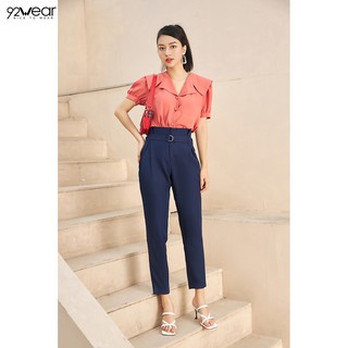 Quần baggy nữ công sở 92WEAR (3 MÀU), đủ size, cạp liền xếp ly QGW0993
