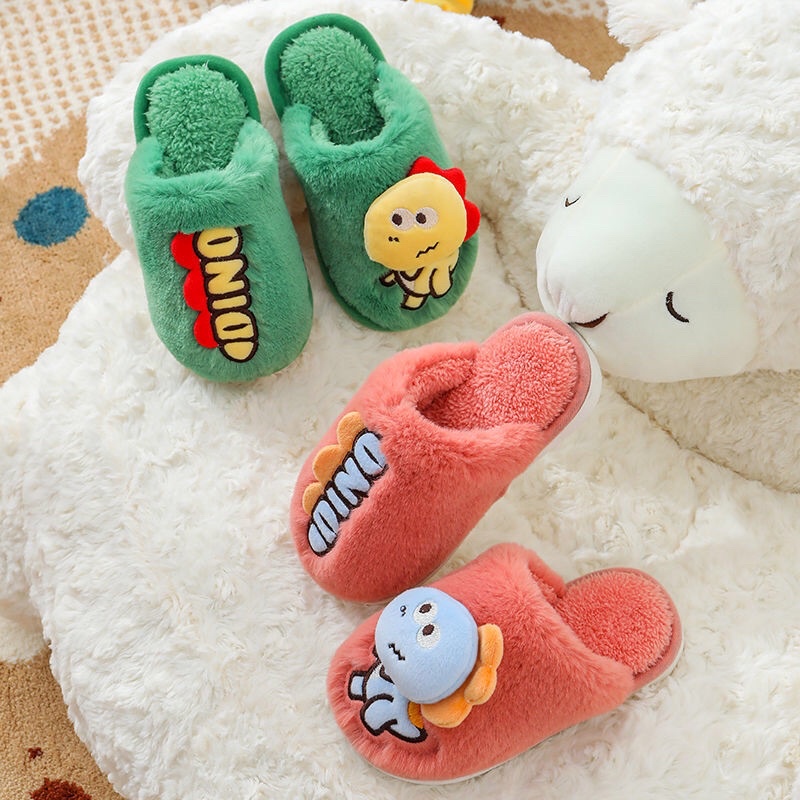 Dép lông khủng long mang trong nhà cho bé trai  và bé gái