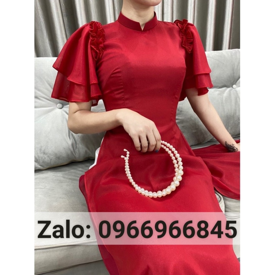 Áo dài đỏ đô tay cánh tiên_Áo Dài Đan Linh
