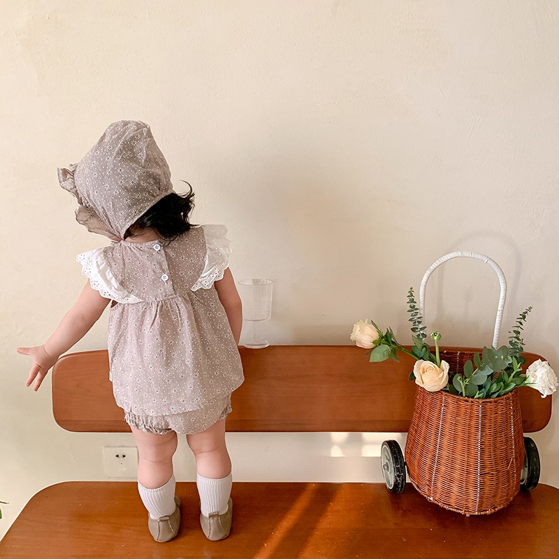 Set Đồ Mùa Hè Gồm Áo Khoác Tay Bay Kèm Quần Ngắn in Hoa Cho Bé Gái 0-2 Tuổi