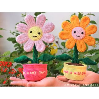 Chậu hoa Hướng dương handmade size 25cm