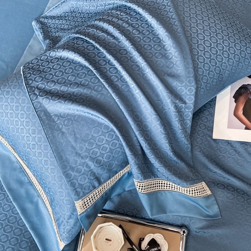 Bộ chăn ga gối Lụa Jacquard Thương Hiệu Phối Ren Cao Cấp