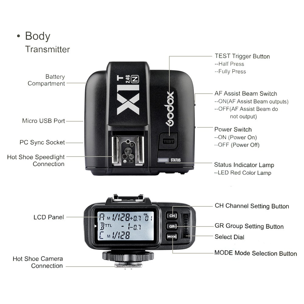 Nhại đèn Trigger Godox X1T cho Nikon