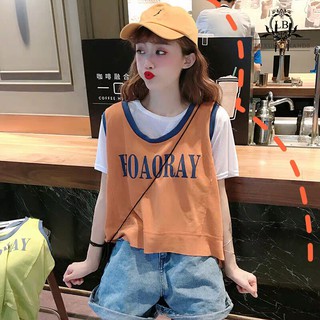 ÁO CROPTOP BA LỖ THUN PHÔNG COTTON 2 HAI DÂY BẢN TO LỬNG IN CHỮ CỔ TRÒN RỘNG KHÔNG TAY ULZZANG HÀN QUỐC