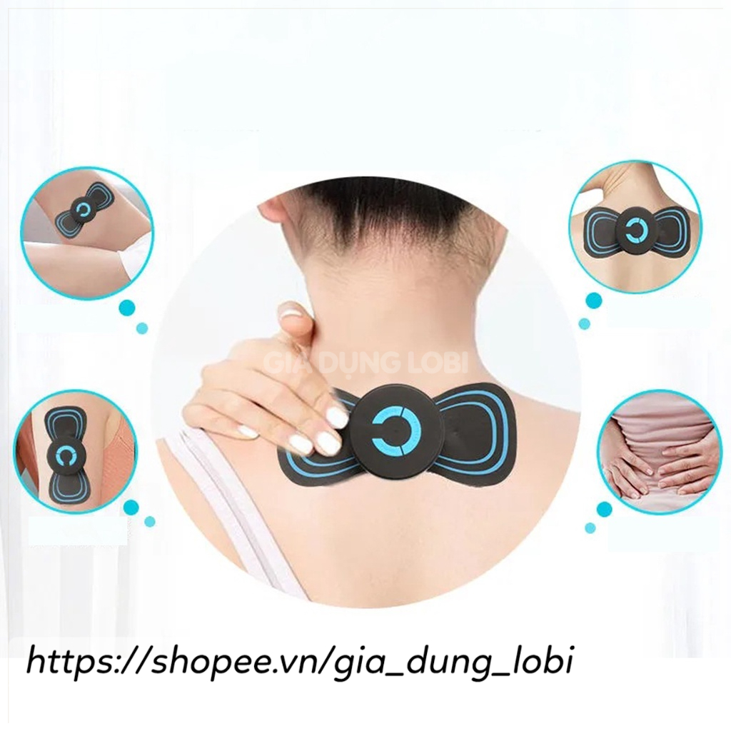 Miếng dán massage toàn thân mini, máy massage cổ vai gáy lưng 6 chế độ xoa bóp thoải mái