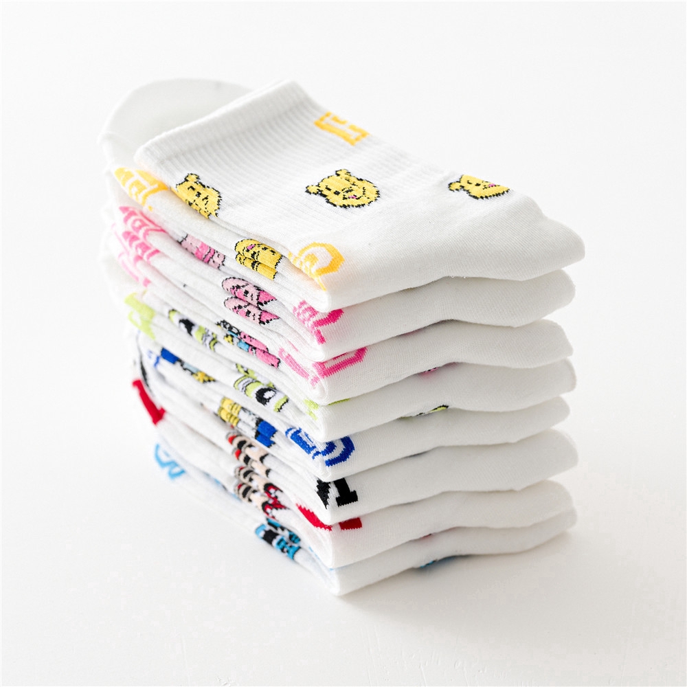 Vớ Cotton Cổ Cao In Họa Tiết Hoạt Hình Nhiều Mẫu Mã Xinh Xắn