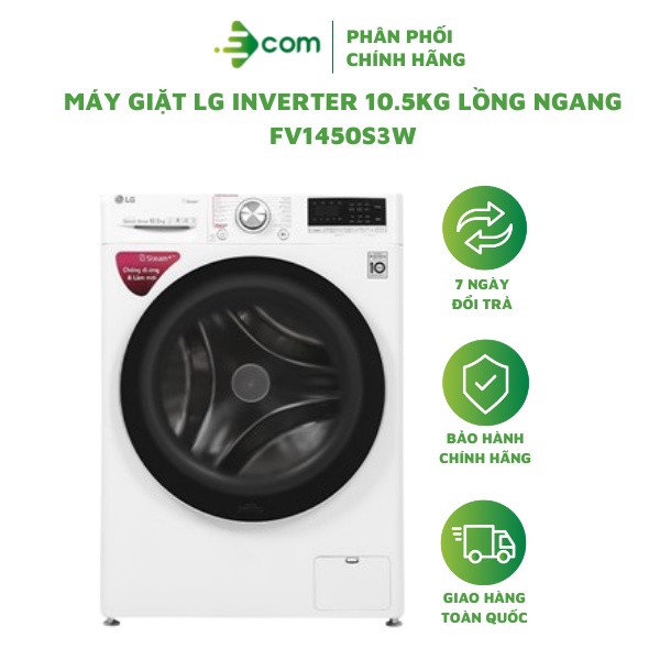 Máy giặt LG INVERTER 10.5KG FV1450S3W lồng ngang