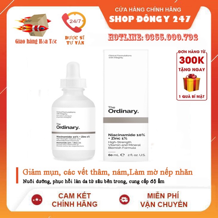 The Ordinary Niacinamide 10%+Zinc 1% - Tinh Chất Giảm Mụn, Se Khít Lỗ Chân Lông, Sáng Da