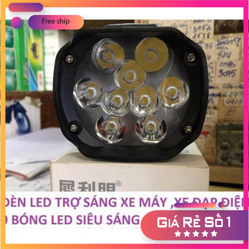 Đèn Trợ Sáng L9 Mini Siêu Sáng 9 Tim Led Lắp Xe Đạp Điện