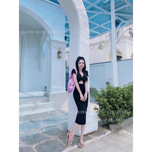 Đầm boddy xoắn ngực chất thun xương cá thích hợp đi chơi đi tiệc đều xinh